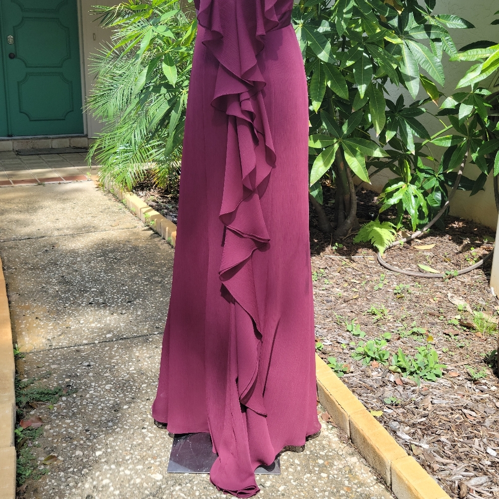 David's Bridal Red Wine Formal Long Gown Size 2 - Picture 7 of 16